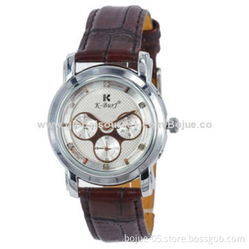 Six stitches, stainless steel case with genuine leather fashion watches, double calendarNew